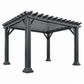 Pergola da giardino 300 x 300 x 230 cm in alluminio nero con tetto a doghe