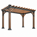 Pergolato da giardino 300 x 300 x 240 cm in legno e metallo marrone e nero - struttura a listelli