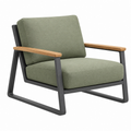 Poltrona 72 x 80 x 85 cm in tessuto verde con struttura in metallo e braccioli in legno stile moderno