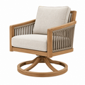Poltrona girevole 78 x 76 x 85 cm in legno e corda beige stile naturale