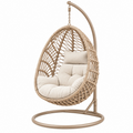 Poltrona sospesa 105 x 105 x 195 cm in metallo e rattan beige con supporto - stile boho per interni