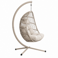 Poltrona sospesa 105 x 105 x 195 cm in metallo beige con struttura intrecciata per giardino