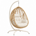 Poltrona sospesa 105 x 105 x 195 cm in metallo e intreccio naturale beige per interni