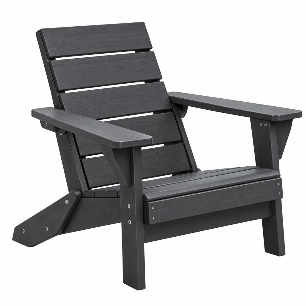 Sedia Adirondack da esterno 83 x 80 x 95 cm in plastica nera reclinabile
