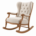 Sedia a dondolo 78 x 98 x 110 cm in legno e tessuto beige stile classico