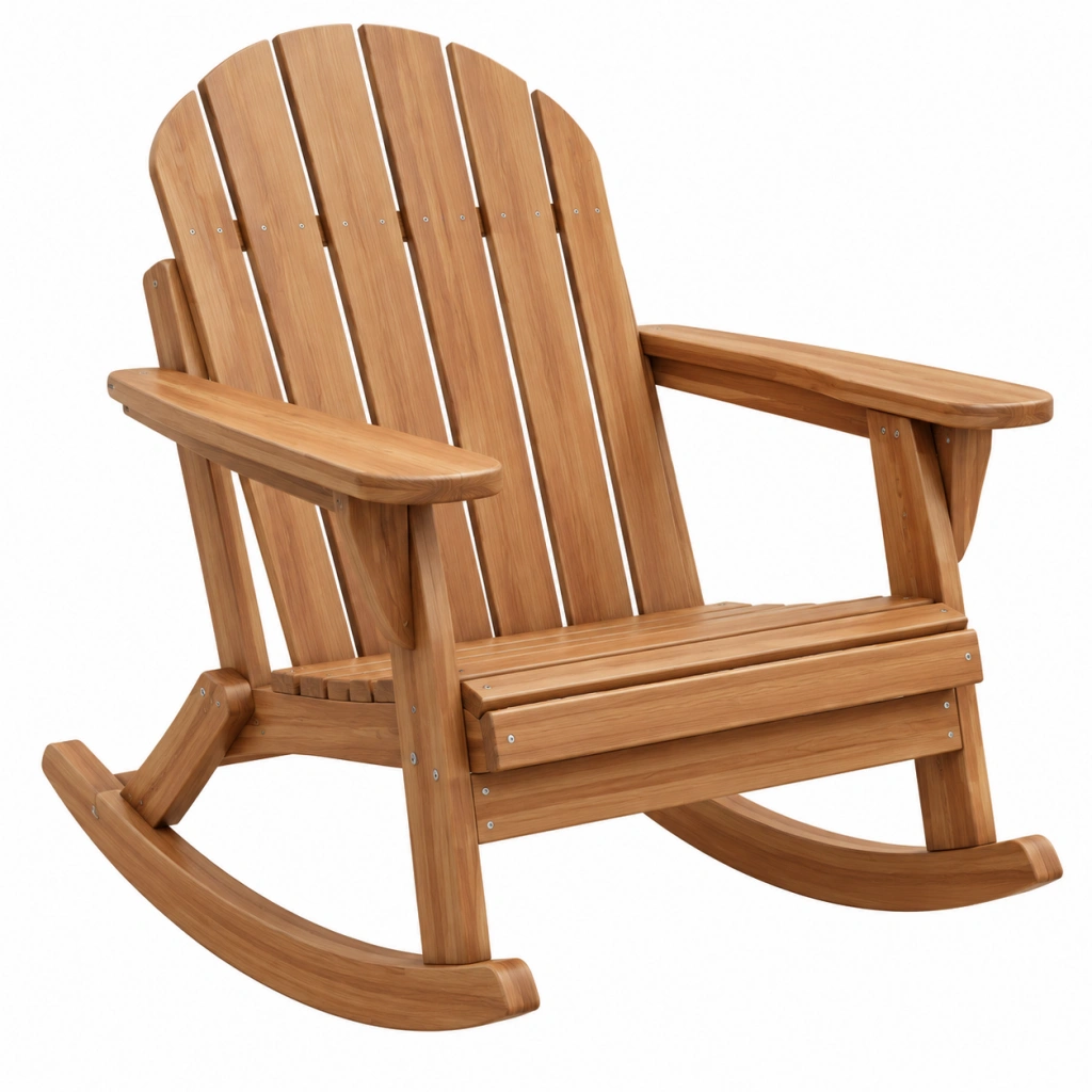 Sedia a dondolo da giardino 98 x 76 x 102 cm in legno marrone stile Adirondack