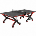 Tavolo da ping pong 274 x 152.5 x 76 cm in metallo nero e rosso con ruote